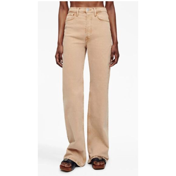 Re/Done Comfort Stretch Tan high-waisted straight-leg jeans Size 27 - Picture 1 of 5